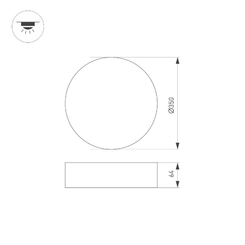 Потолочный светильник Arlight IM-RONDO-EMERGENCY-3H-R350-33W Day4000 (WH, 120 deg, 230V) 041066