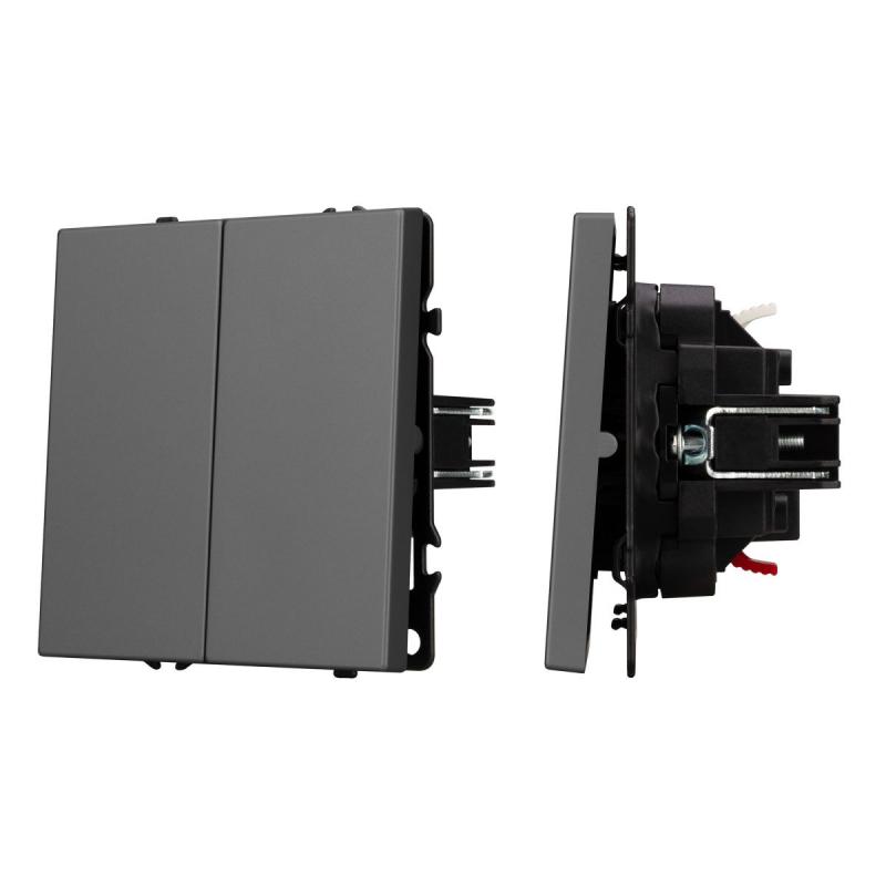 Механизм выключателя двухклавишный проходной Arlight SWT-NOBE-MKP2-SFPL-GR (230V, 10A) 054257