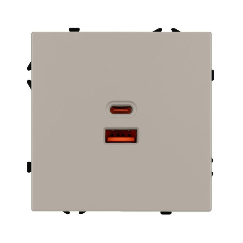 USB Розетка тип A+C софт-тач кашемир Arlight SCT-MUAC-SFPL-FC-CA (65W, QC3) 059446(1)