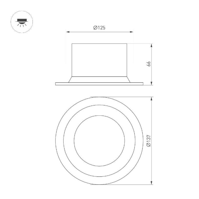 Встраиваемый светильник Arlight MS-DROP-BUILT-R137-24W Day4000 (BK, 90 deg, 230V) 041500