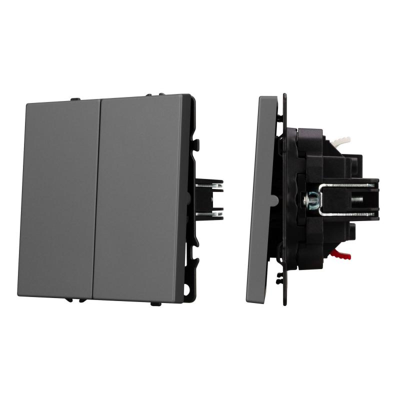 Механизм выключателя двухклавишный непроходной Arlight SWT-NOBE-MK02-SFPL-GR (230V, 10A) 054254