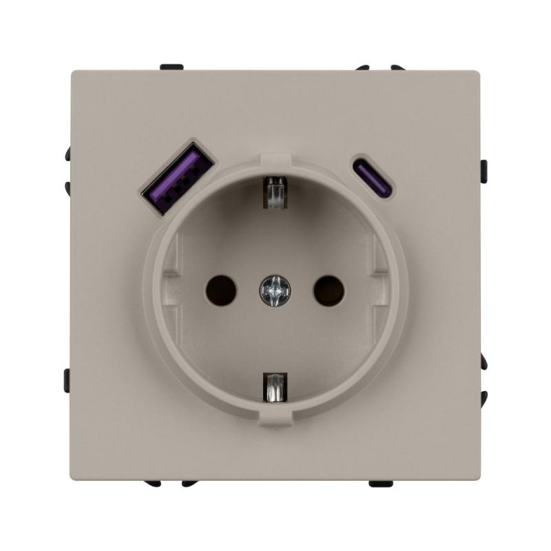 Механизм розетки с USB зарядкой Arlight  SCT-NOBE-MUAC-SFPL-CA (230V, 16A) 059444
