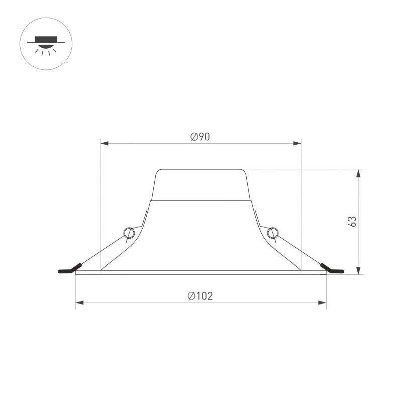 Встраиваемый светильник Arlight MS-BLIZZARD-BUILT-R102-8W Day4000 (BK, 100 deg, 230V) 035599