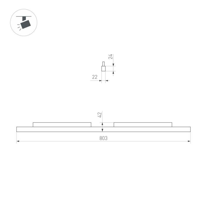 Трековый магнитный светильник Arlight MAG-ORIENT-FLAT-L800-27W Day4000 (WH, 100 deg, 48V, DALI) (IP20 Металл) 060475