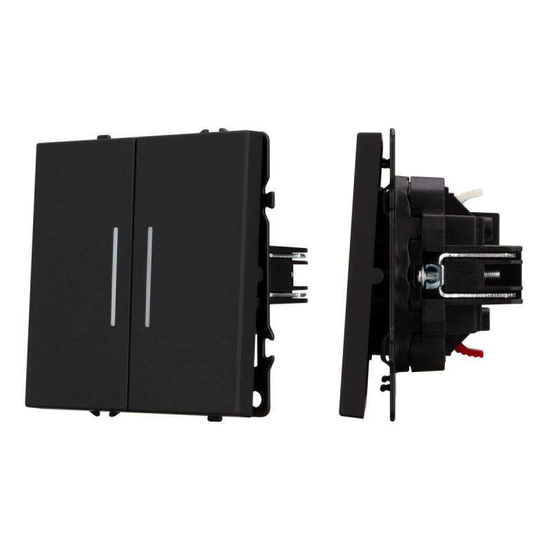 Механизм выключателя двухклавишный непроходной Arlight LED SWT-NOBE-MK02-SFPL-L-BK (230V, 10A) 054264