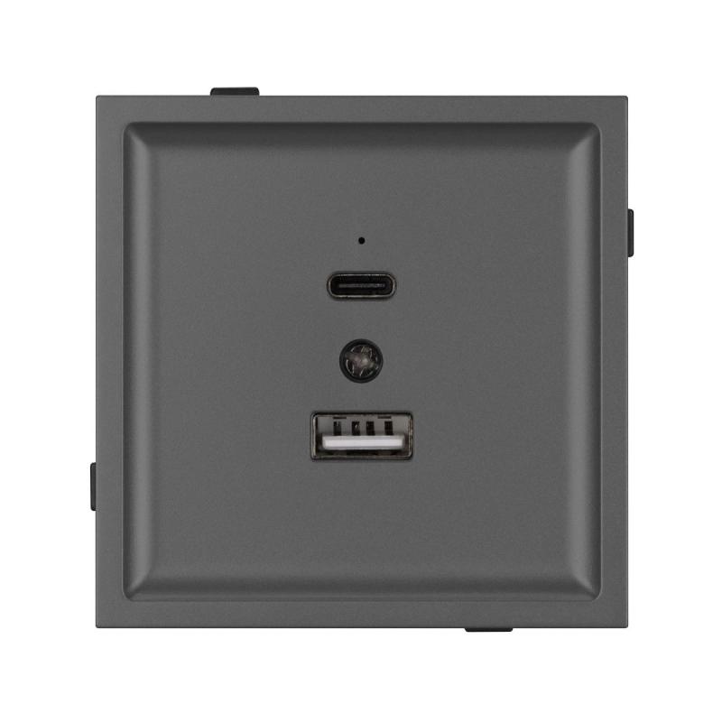 Механизм USB розетки Arlight SCT-TENDO-MUAC-SFPL-GR (5V, 3A, QC3) 054538
