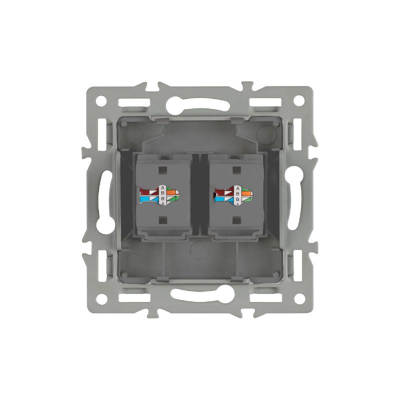 Механизм компьютерной розетки двойной Arlight SCT-MPC2-PL-GR (RJ-45, CAT6) 045338