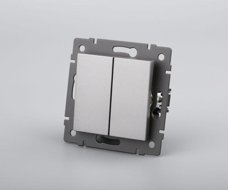Механизм выключателя двухклавишный самовозвратный Arlight SWT-MKR2-PL-GR-V (250V, 10A) 049885