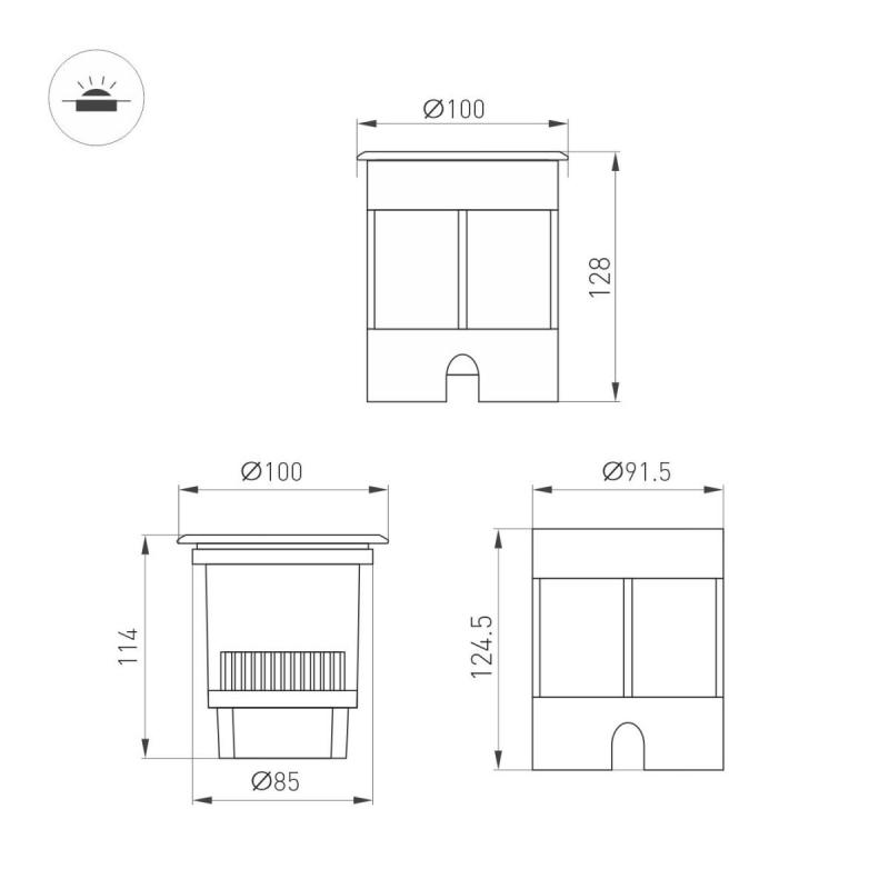 Ландшафтный светильник Arlight LTD-DAFNA-GROUND-R100-6W Day4000 (SL, 35 deg, 230V) (IP67 Металл) 061183