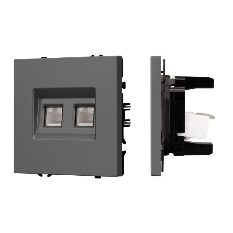 Механизм сдвоенной компьютерной розетки Arlight SCT-NOBE-MPC2-SFPL-GR (RJ-45, CAT6) 054315