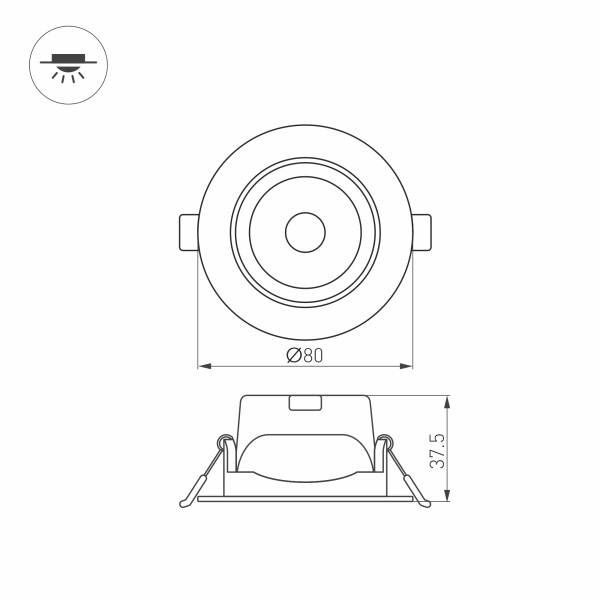 Встраиваемый светильник Arlight LTD-Polar-Turn-R80-5W Warm3000 032857